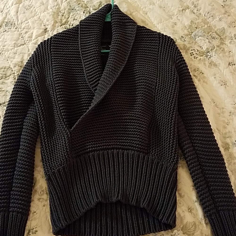 American Eagle Cross Neck Navy Sweater